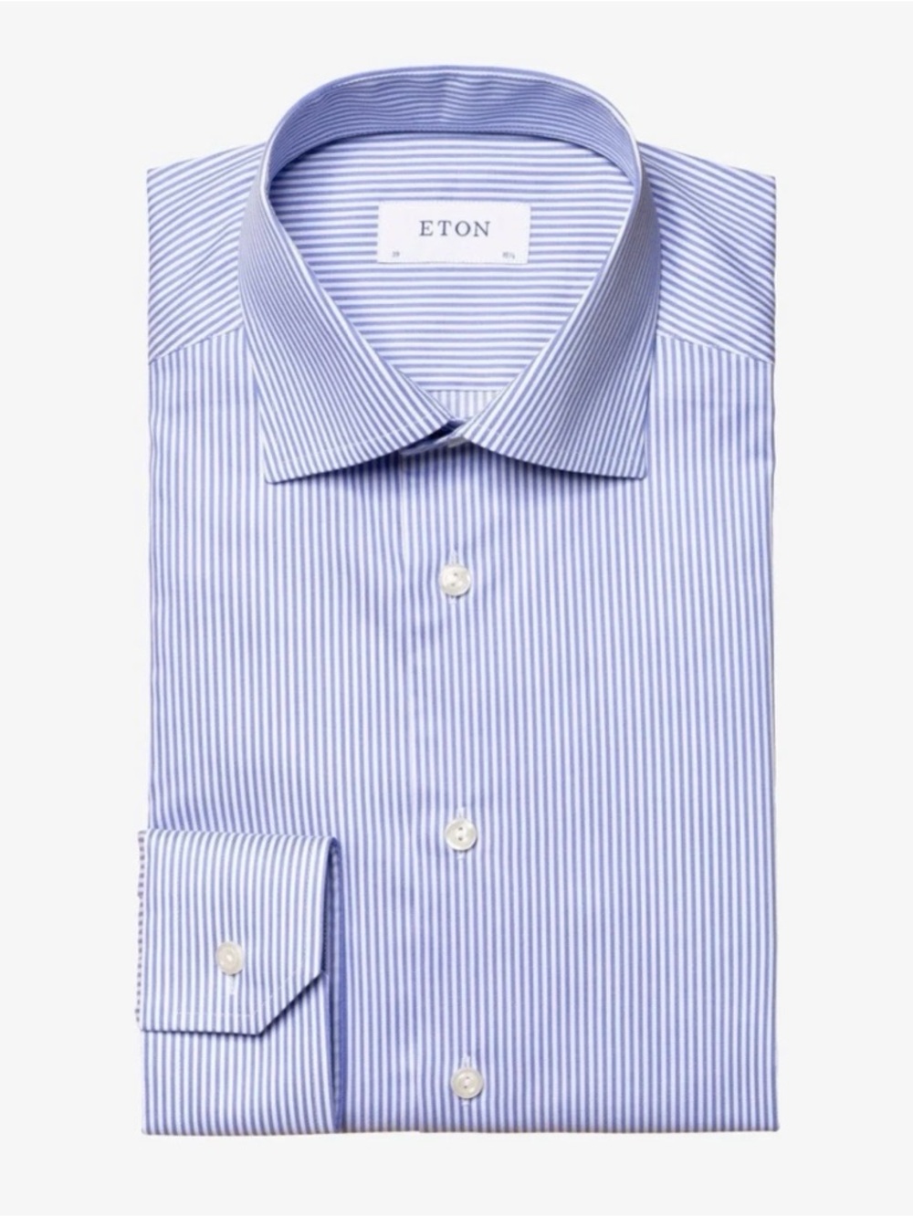 Eton Light Blue Fine-Stripe Men's Dress Shirt Neck Size 40/15 3/4